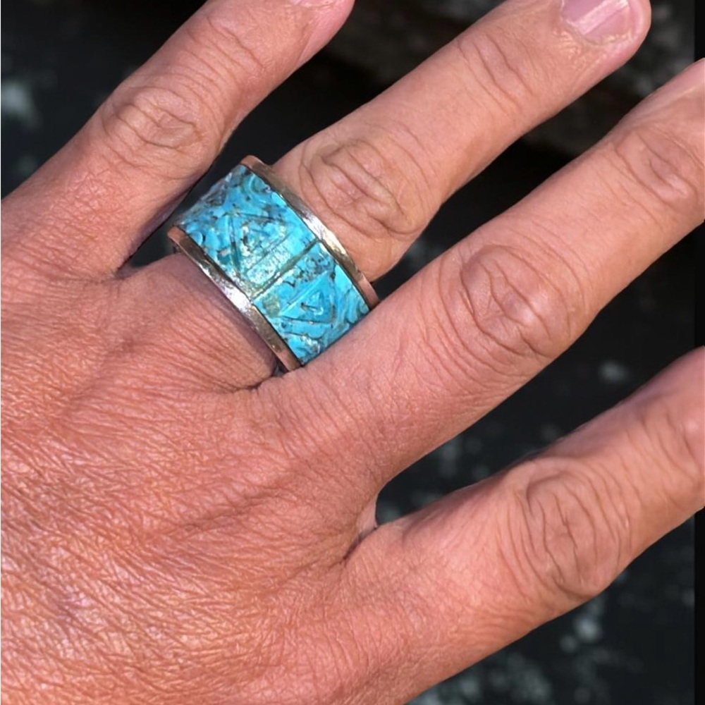 Silpada Sterling Silver Carved Turquoise Headliner Wide Band Ring FINAL MARKDOWN
